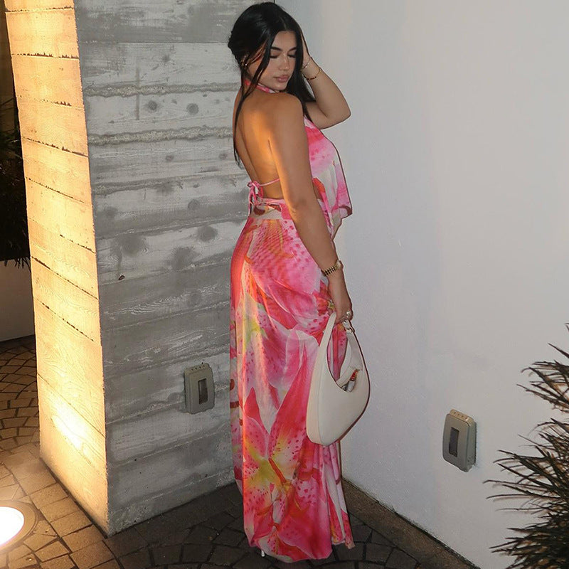 Aviana | Backless Halter Maxi Jurk