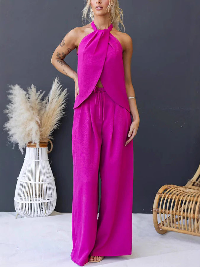 Mouwloze Haltertop & Wijde Broek Set