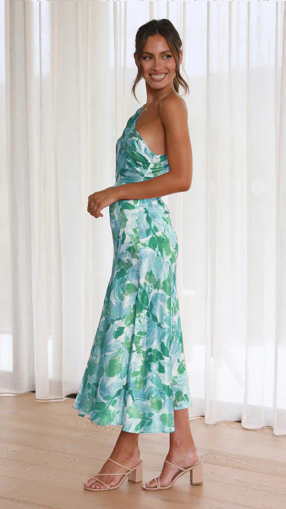 Sanne – Asymmetrische Maxi-jurk met Bloemenprint