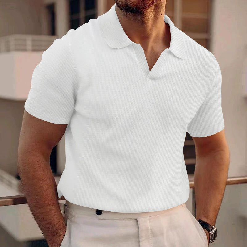 Milo – Geribd Poloshirt met V-hals