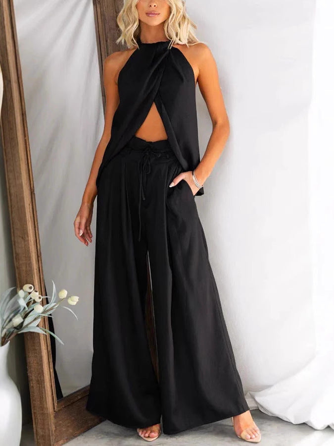 Mouwloze Haltertop & Wijde Broek Set
