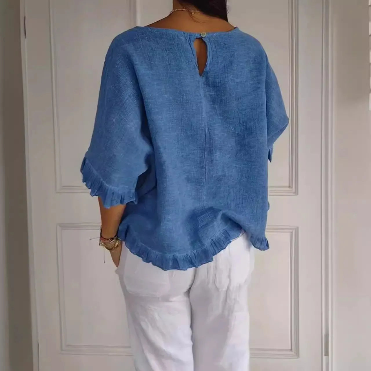 Sophie – Luchtige Katoenen Top met Ruches