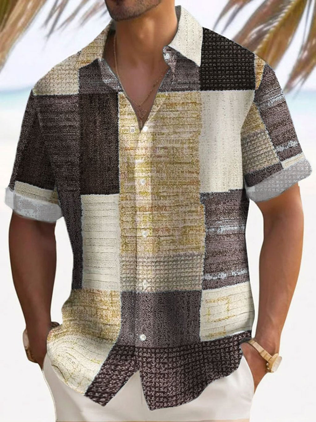 Aaron™ | Luchtig Patchwork Overhemd met Korte Mouwen
