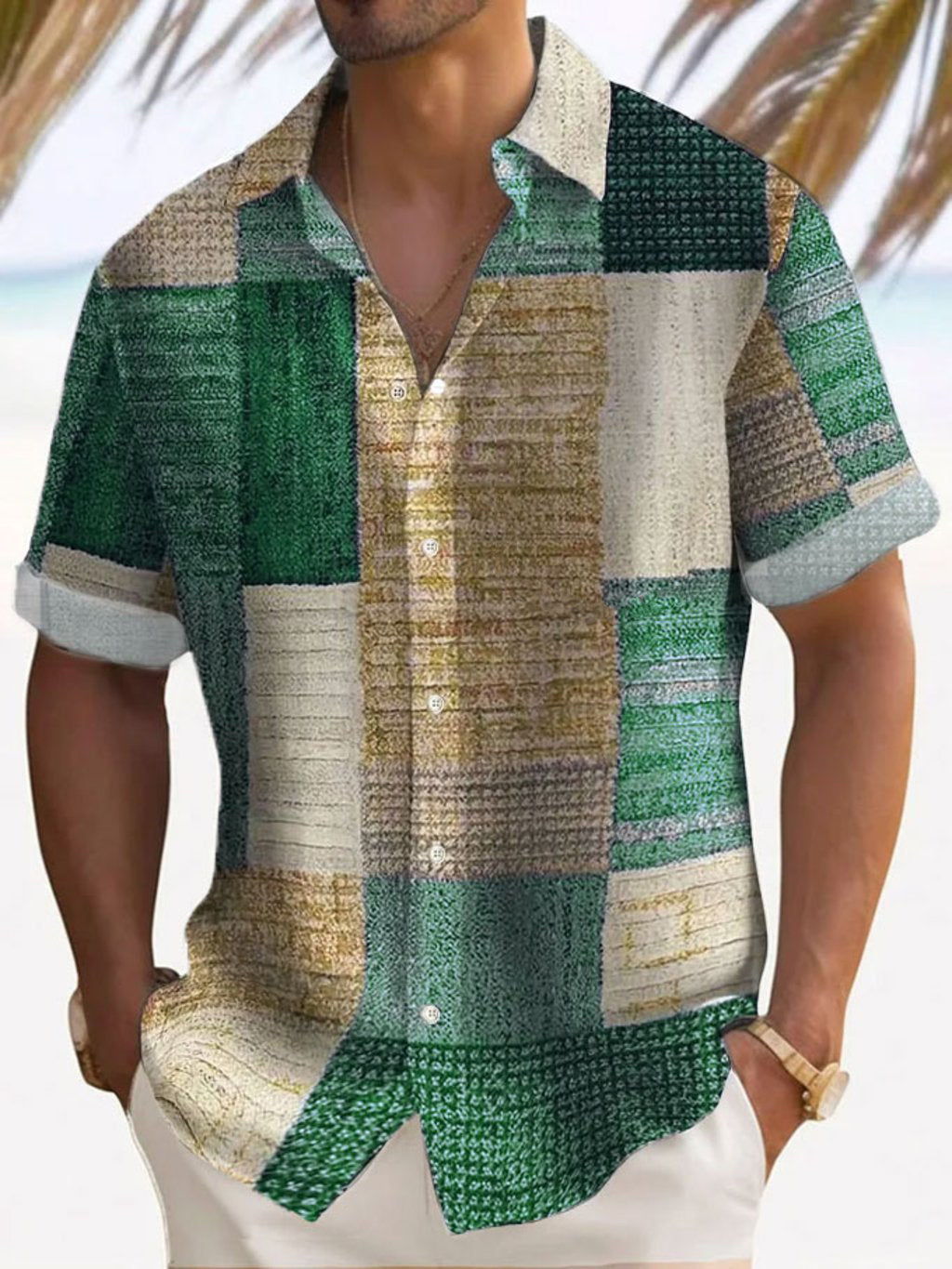 Aaron™ | Luchtig Patchwork Overhemd met Korte Mouwen
