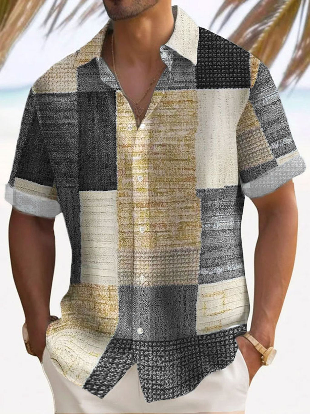 Aaron™ | Luchtig Patchwork Overhemd met Korte Mouwen