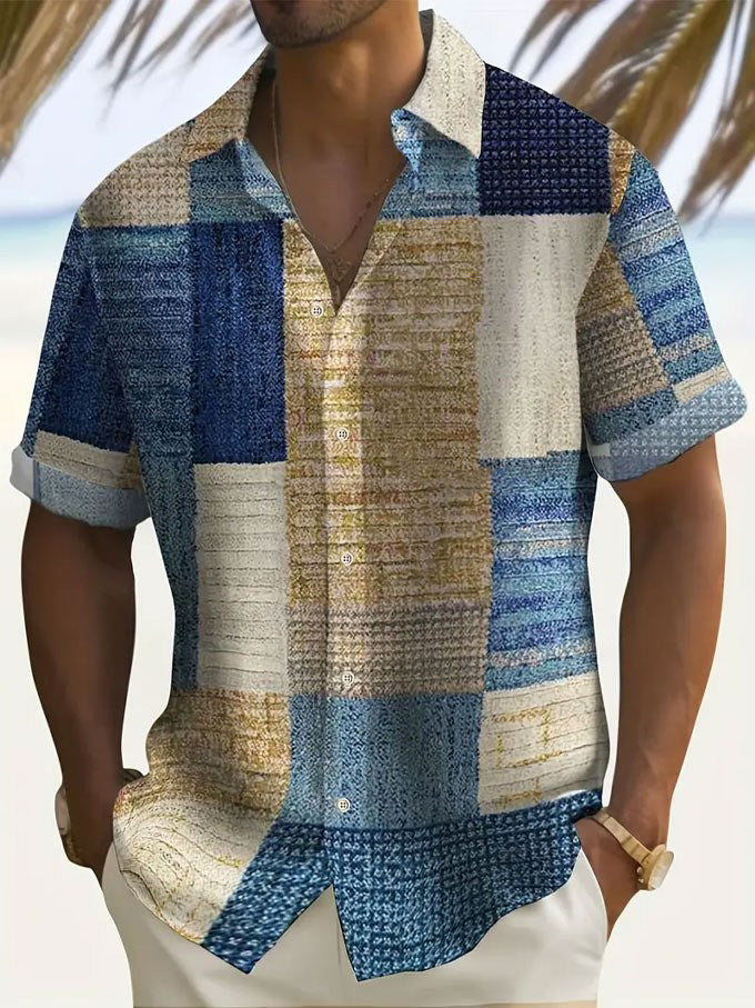 Aaron™ | Luchtig Patchwork Overhemd met Korte Mouwen