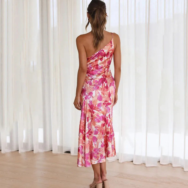 Sanne – Asymmetrische Maxi-jurk met Bloemenprint