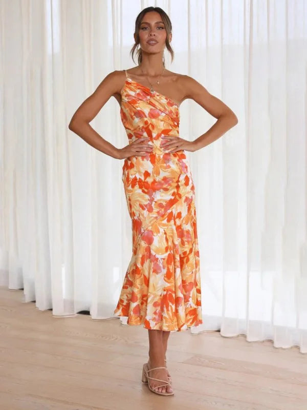 Sanne – Asymmetrische Maxi-jurk met Bloemenprint