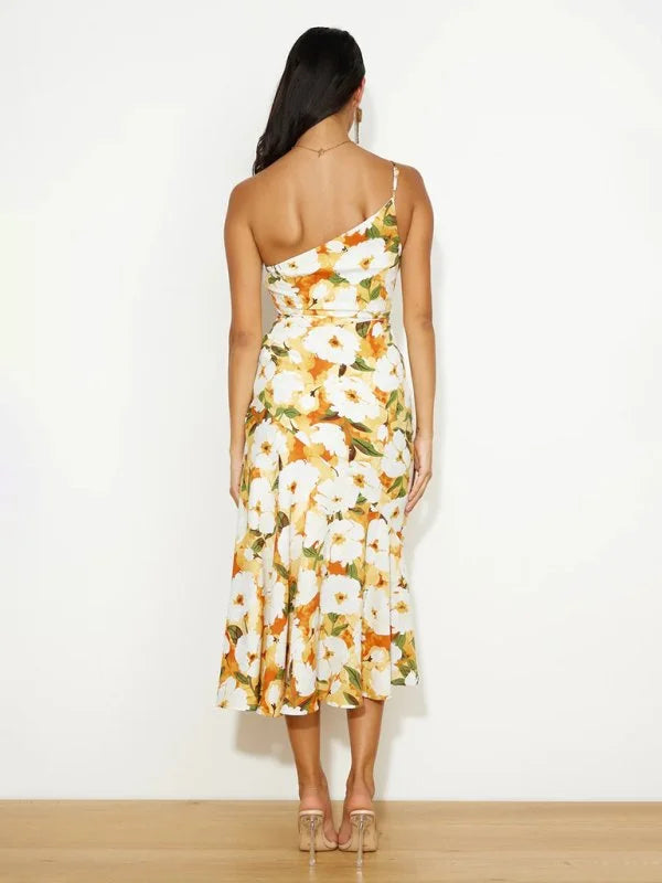 Sanne – Asymmetrische Maxi-jurk met Bloemenprint