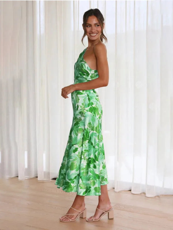 Sanne – Asymmetrische Maxi-jurk met Bloemenprint
