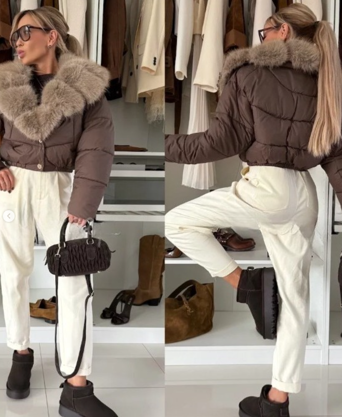 Sanna | Lyxig Dunjacka med Generös Fuskpälskrage