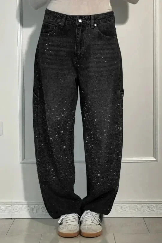 Amalia | Hoge taille broek met wijde pijpen en knoopzakken