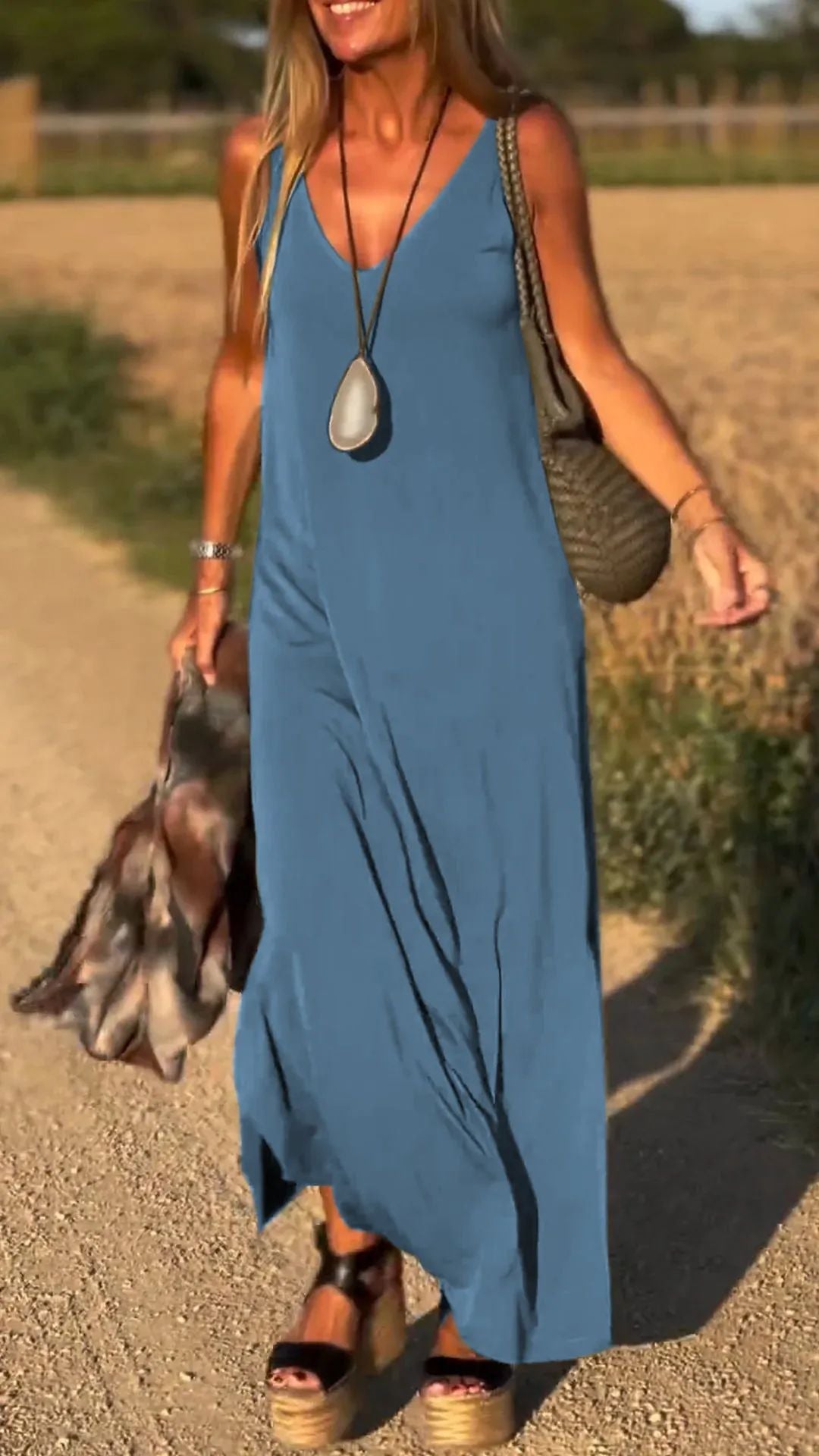 Evelyne – Elegante Mouwloze Maxi Jurk