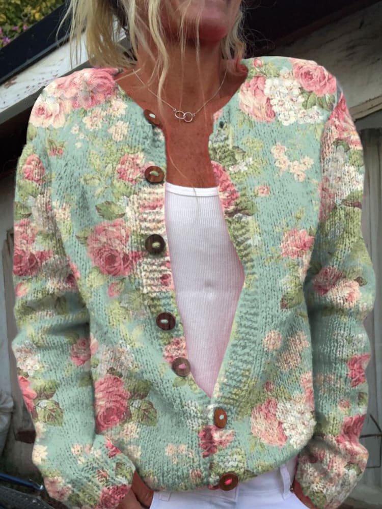 Eva | Gebreid vest met bloemenmotief