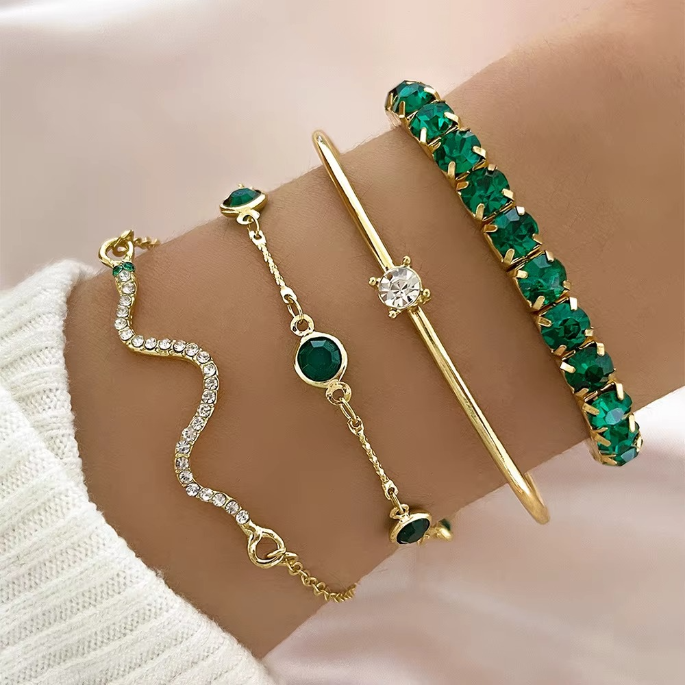 Émeraude – Smaragd Kristal & Goud Armbandenset ( 1+1 GRATIS)