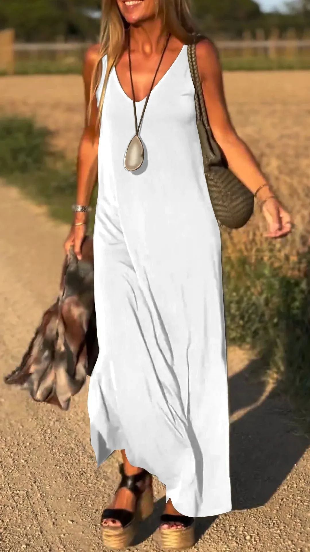 Evelyne – Elegante Mouwloze Maxi Jurk