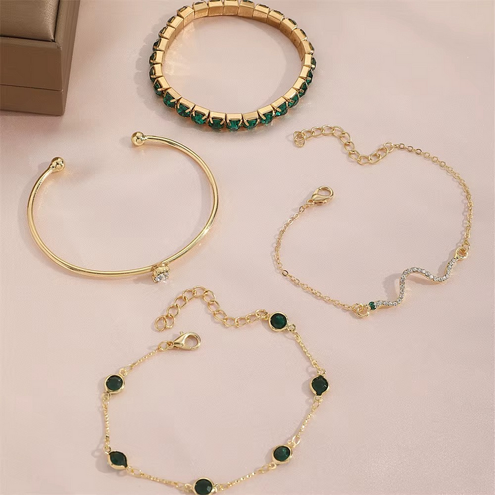 Émeraude – Smaragd Kristal & Goud Armbandenset ( 1+1 GRATIS)