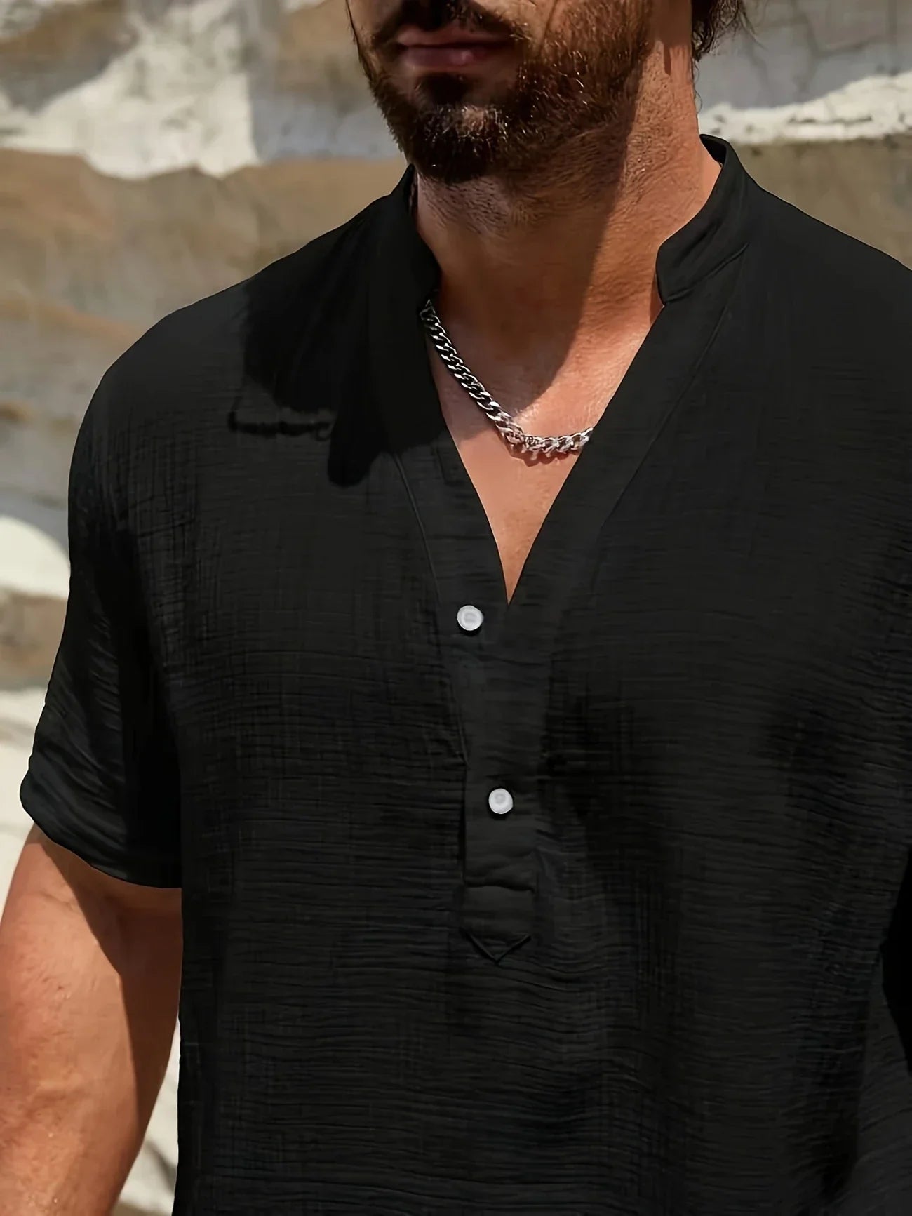 Olivier – Elegante Zomeroverhemd met Opstaande Kraag
