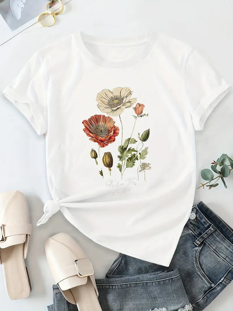 Falina – Top met Korte Mouwen en Bloemenprint