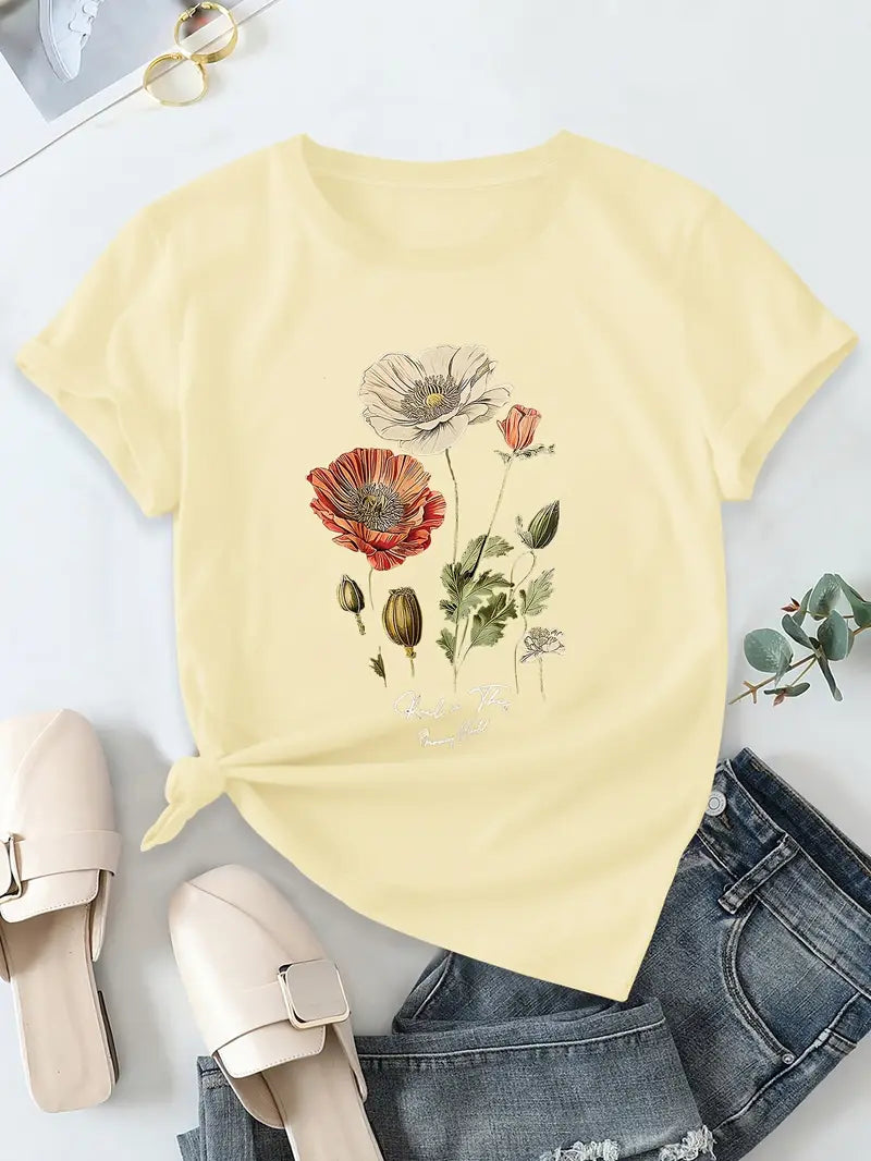 Falina – Top met Korte Mouwen en Bloemenprint