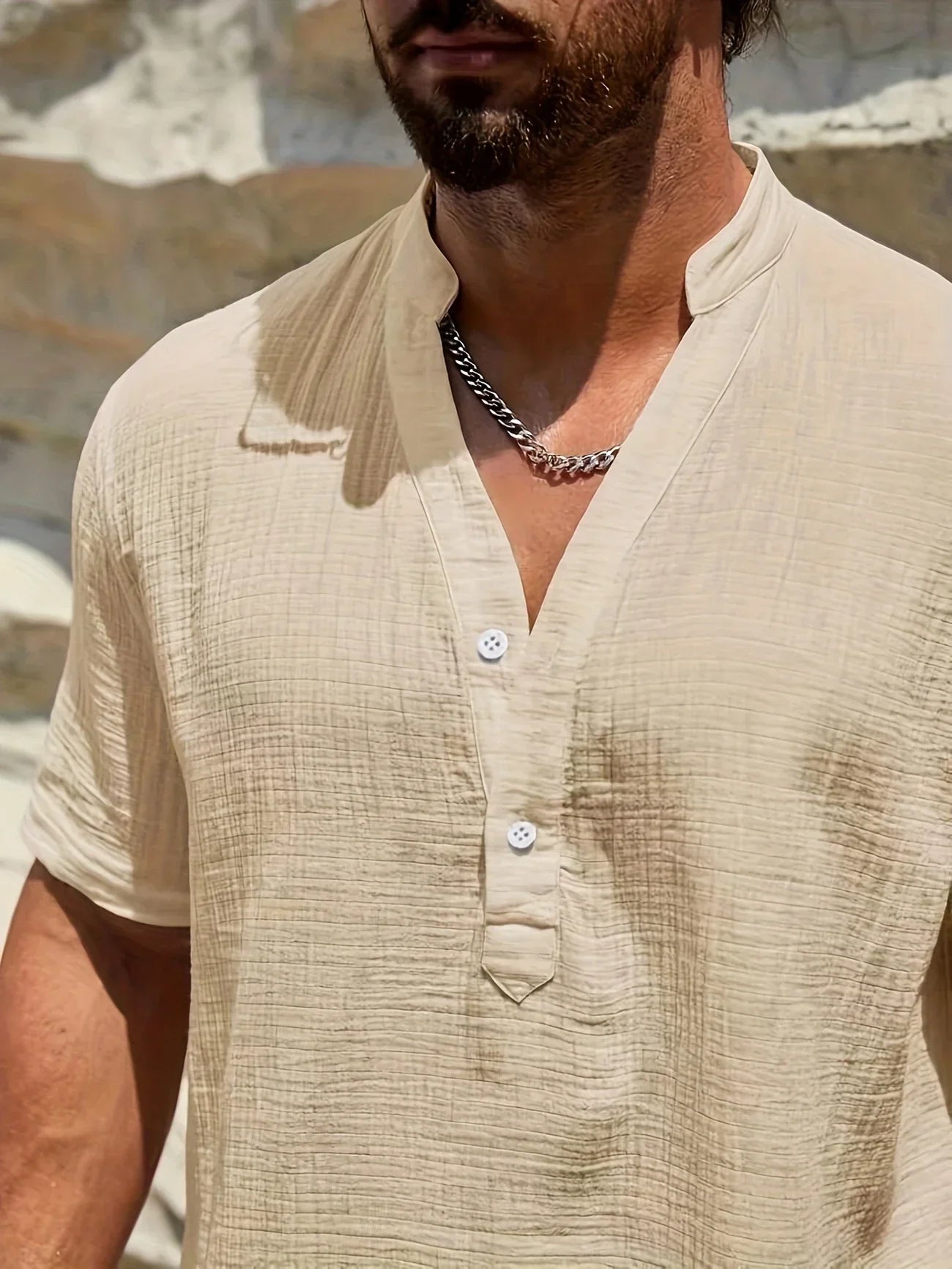 Olivier – Elegante Zomeroverhemd met Opstaande Kraag