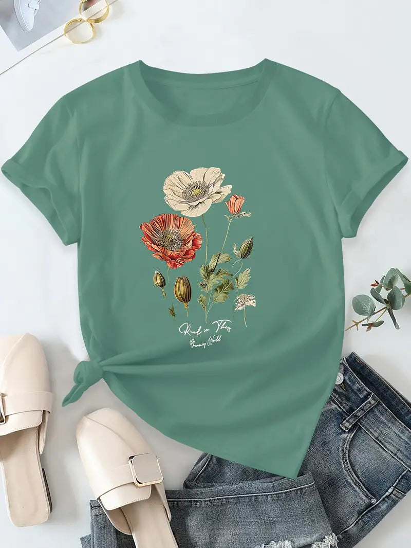 Falina – Top met Korte Mouwen en Bloemenprint