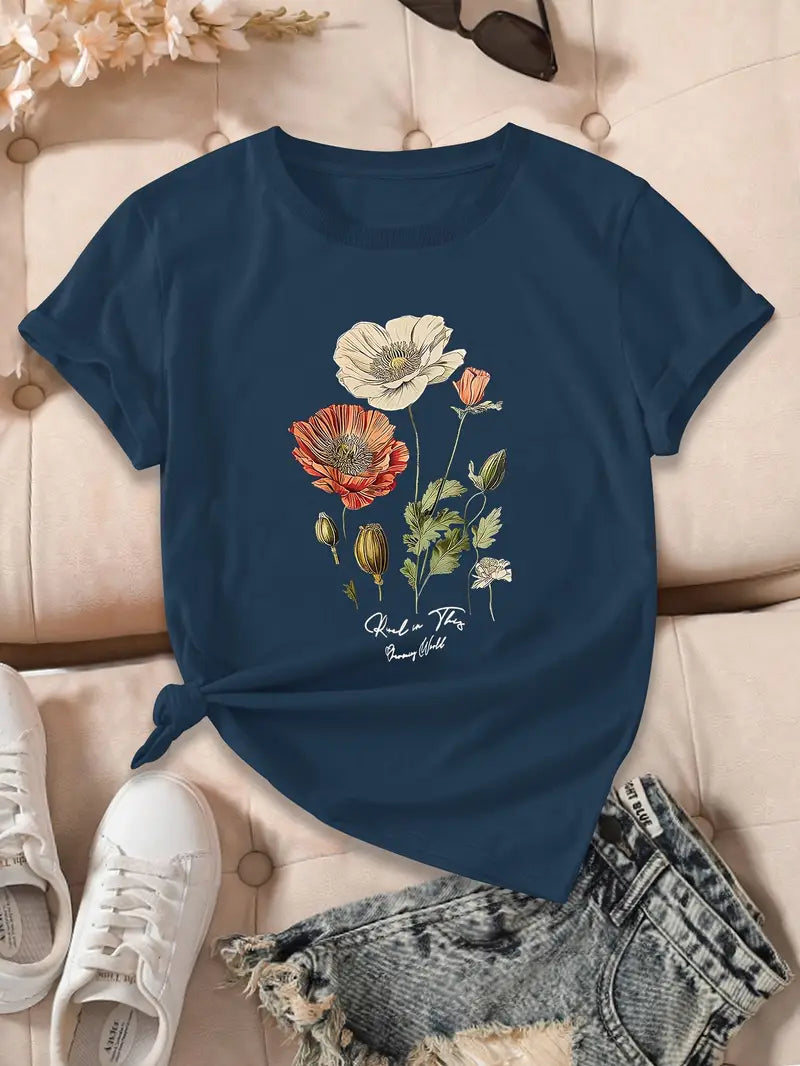 Falina – Top met Korte Mouwen en Bloemenprint