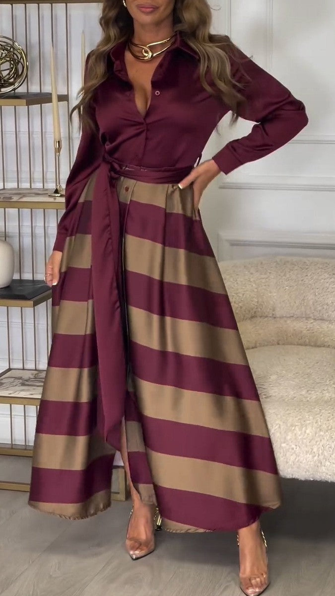 Isabelle - Unieke Maxi Jurk met V-hals en Lange Mouwen