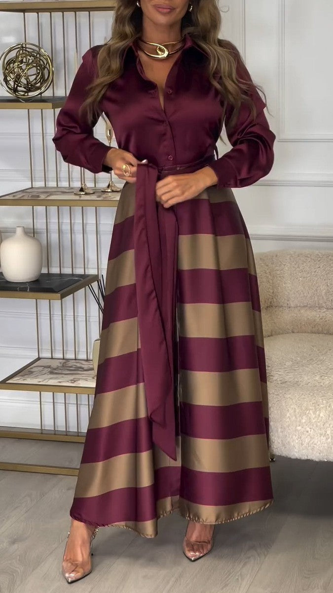 Isabelle - Unieke Maxi Jurk met V-hals en Lange Mouwen