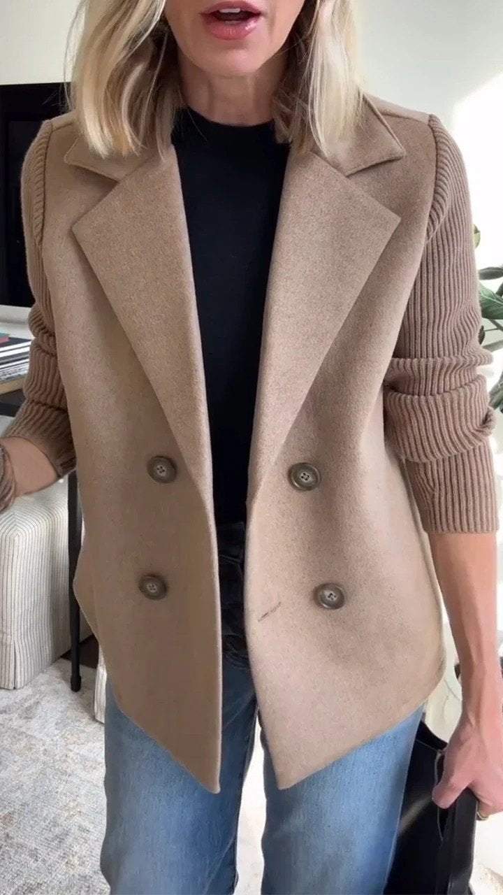 Lenora™ | Elegante Blazer met Gebreide Mouwen