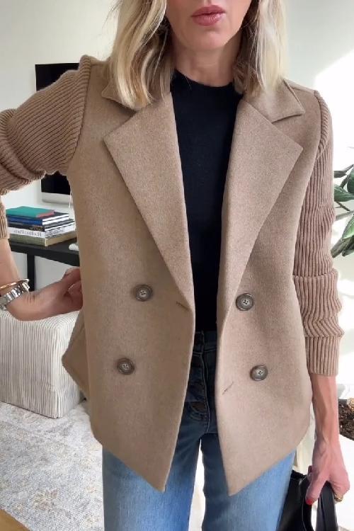 Lenora™ | Elegante Blazer met Gebreide Mouwen