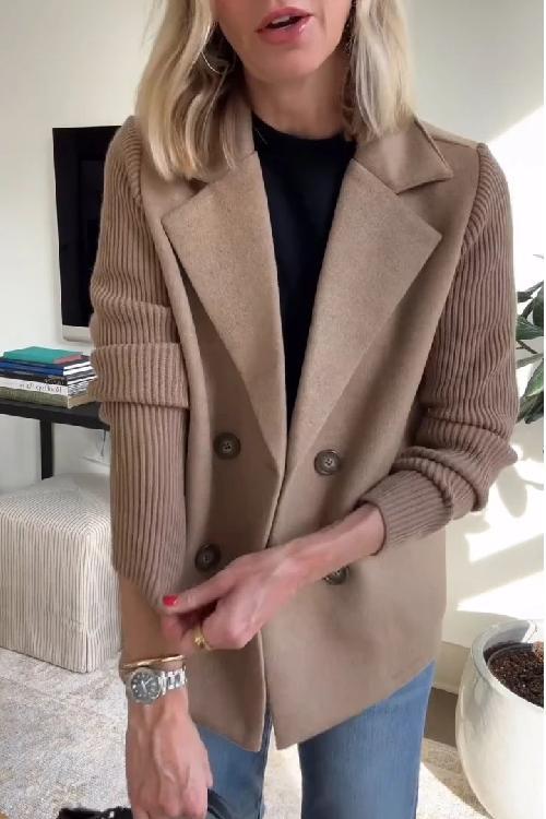 Lenora™ | Elegante Blazer met Gebreide Mouwen