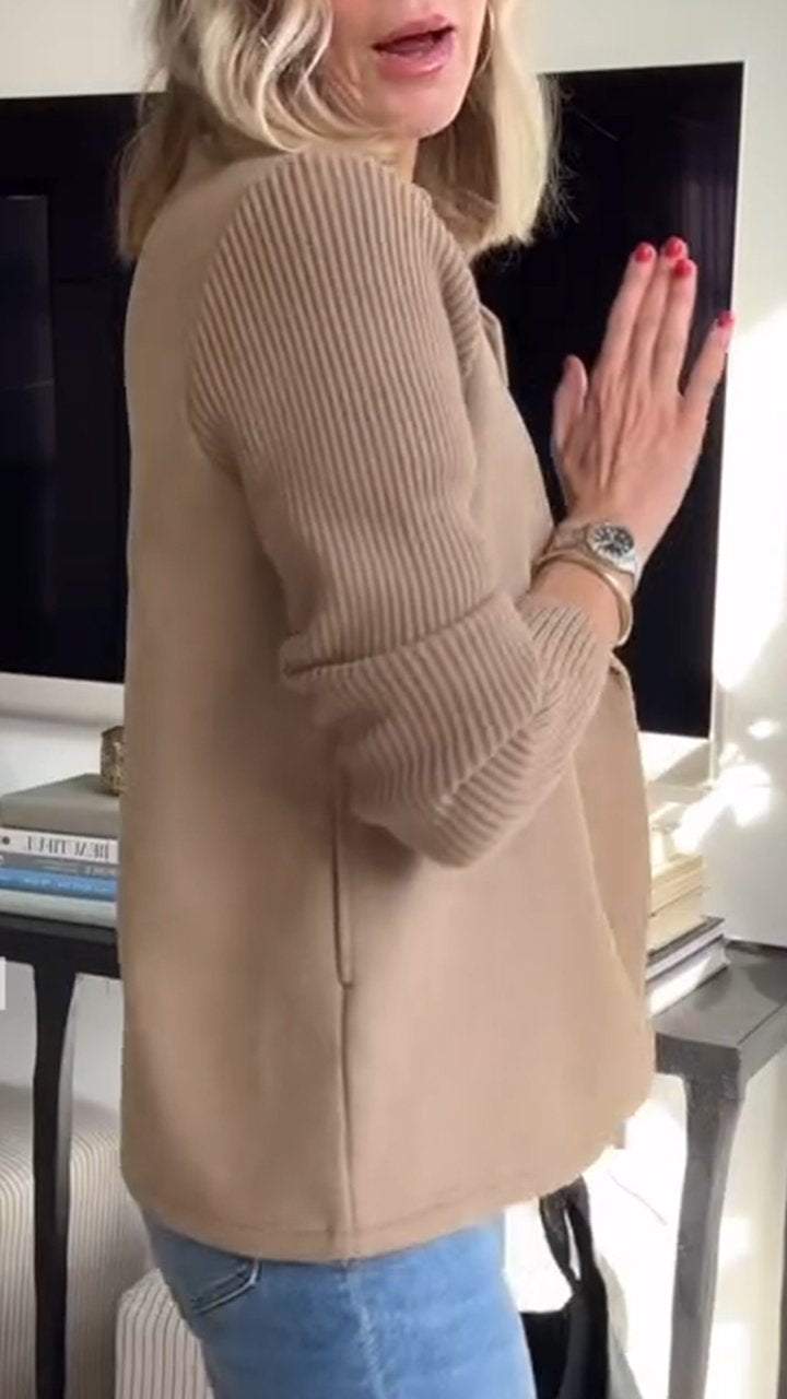 Lenora™ | Elegante Blazer met Gebreide Mouwen