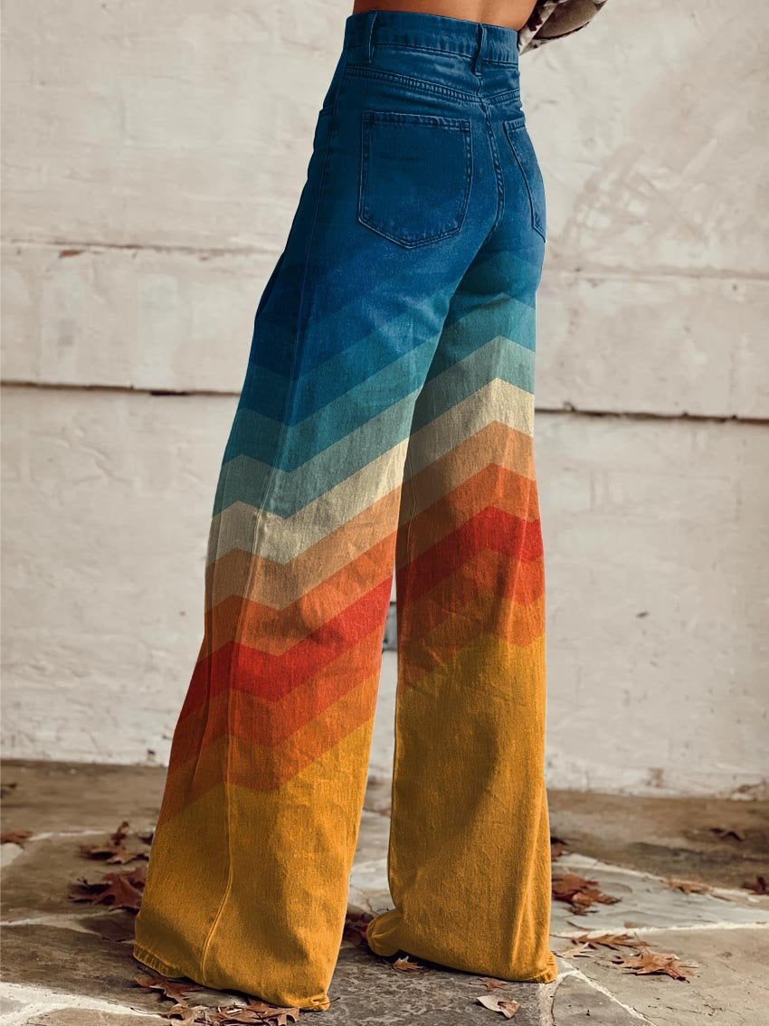 ESTELA™ RETRO CHEVRON WIJDE PIJP BROEK