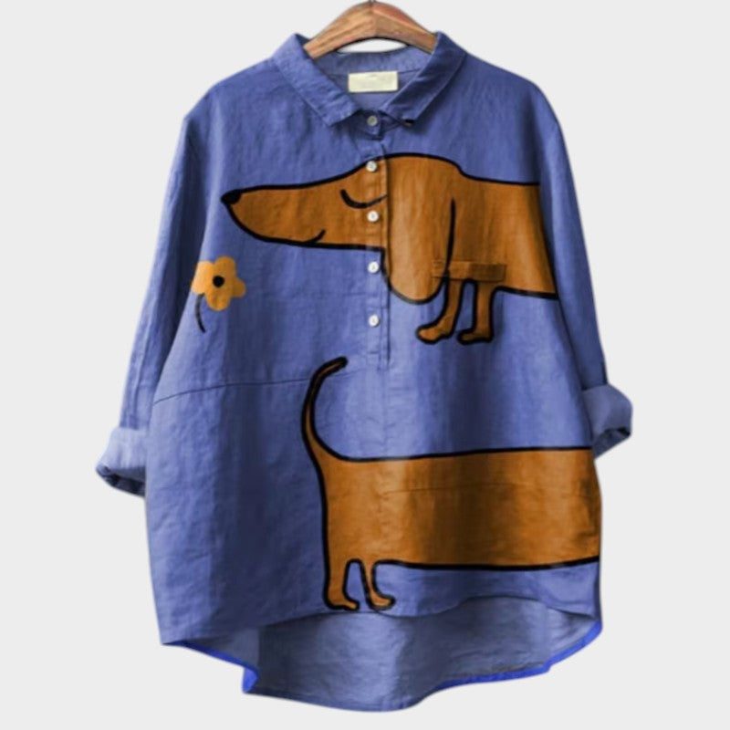 ELFRIDA | Oversized Blouse met Hondenprint ( Derde blouse gratis)