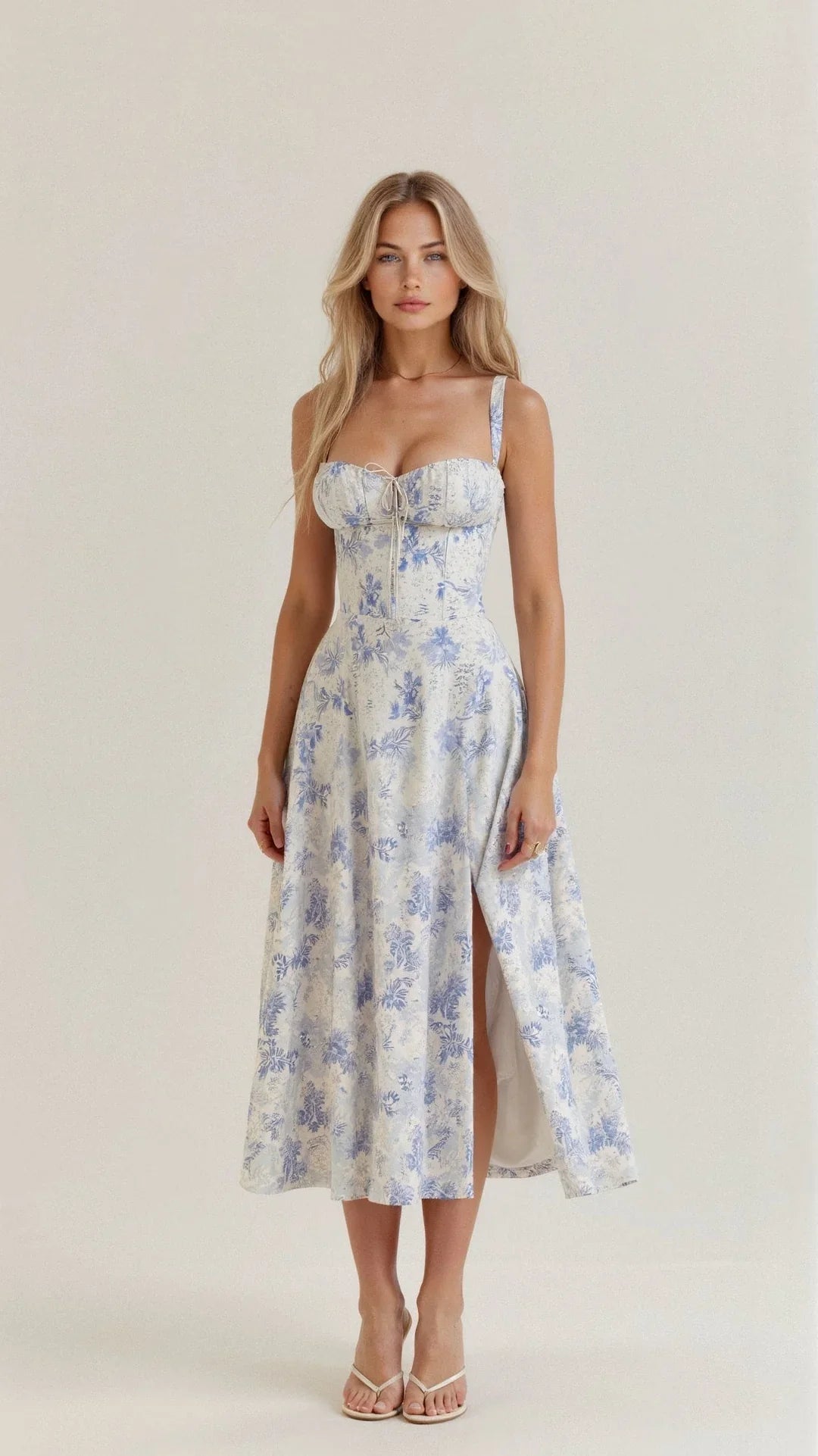 Floral Bustier Midriff Taillecorrigerende Jurk