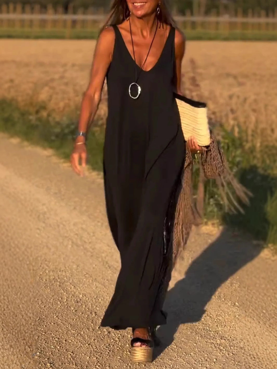 Evelyne – Elegante Mouwloze Maxi Jurk