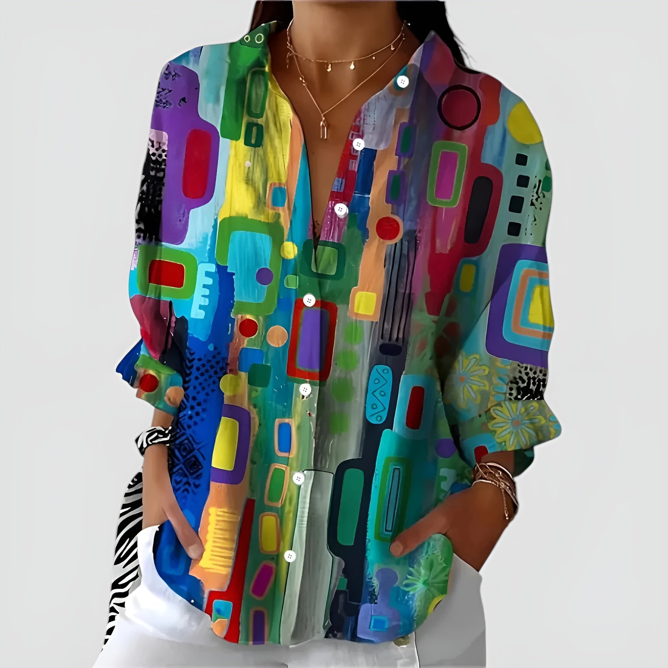 Edna™ Blouse met Geometrisch Patroon