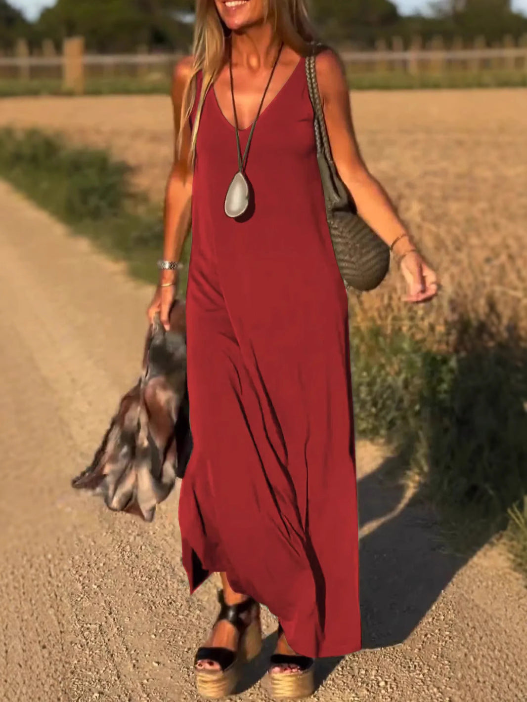Evelyne – Elegante Mouwloze Maxi Jurk
