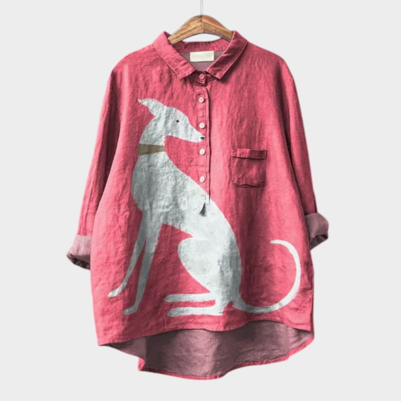 ELFRIDA | Oversized Blouse met Hondenprint ( Derde blouse gratis)