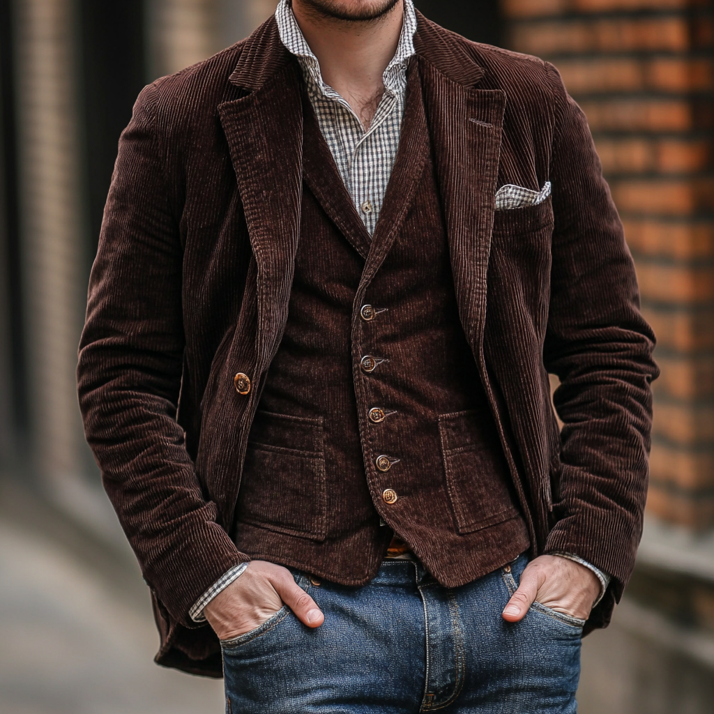 STEVAN | ELEGANTE VINTAGE BLAZER EN GILET SET