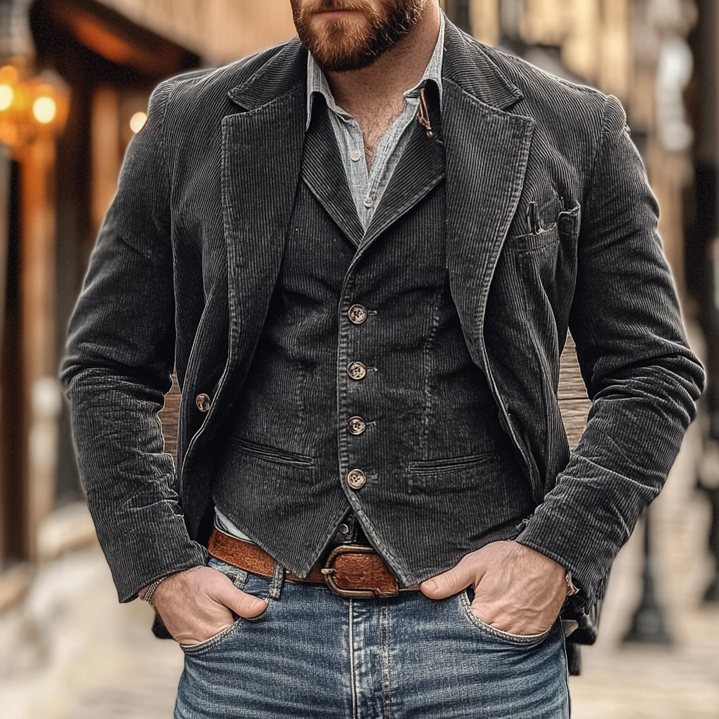 STEVAN | ELEGANTE VINTAGE BLAZER EN GILET SET