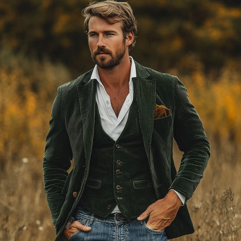 STEVAN | ELEGANTE VINTAGE BLAZER EN GILET SET